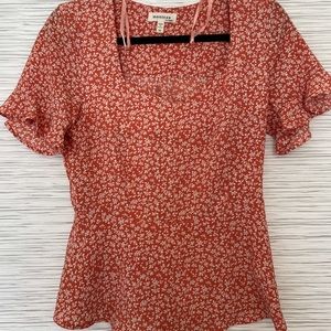 Coral floral top